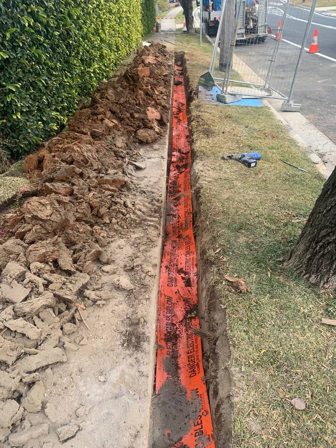 Earthing cable installation trench