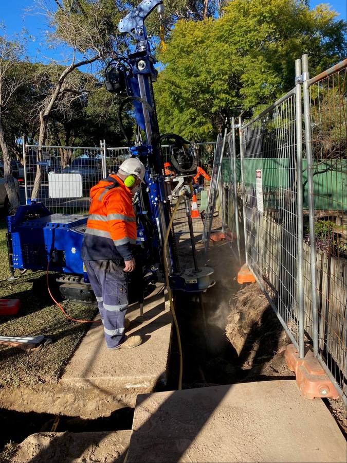 Earthing drilling in progress